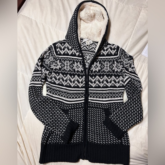 IF IT WERE ME Anthropologie Sweater Hoodie Cotton Wool Cream Black Isle Medium - Picture 5 of 14